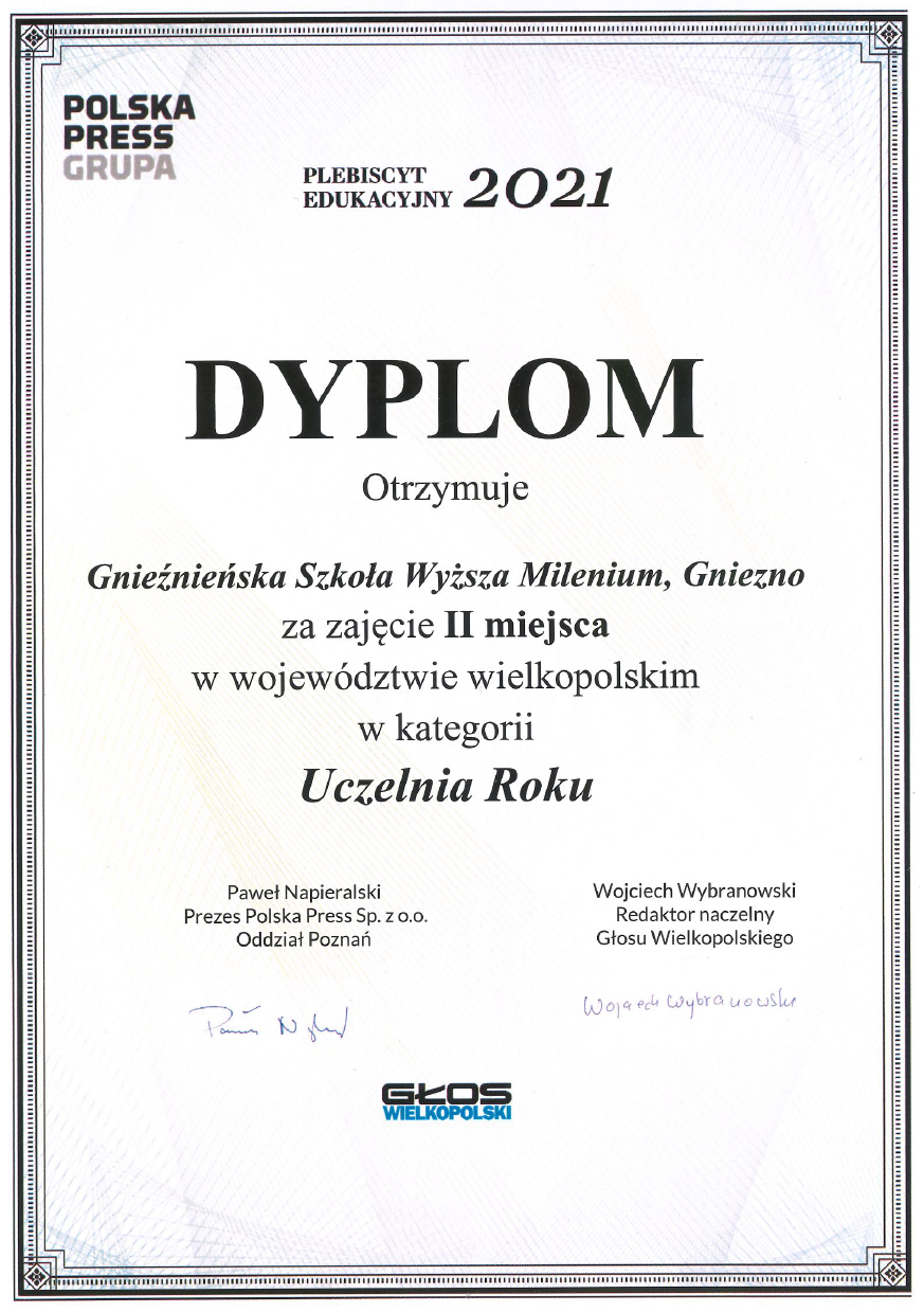 uczelnia roku gsw milenium plebiscyt edukacyjny polska press glos wielkopolski
